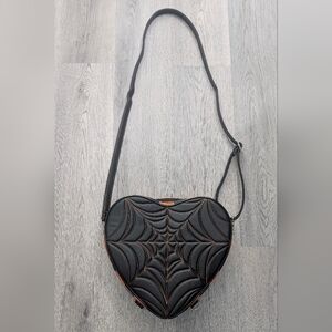 Love Pain & Stitches Heart Spiderweb Convertible Purse Pumpkin Kult Goth